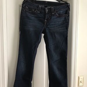 True Religion Big T blue jeans with red stitching